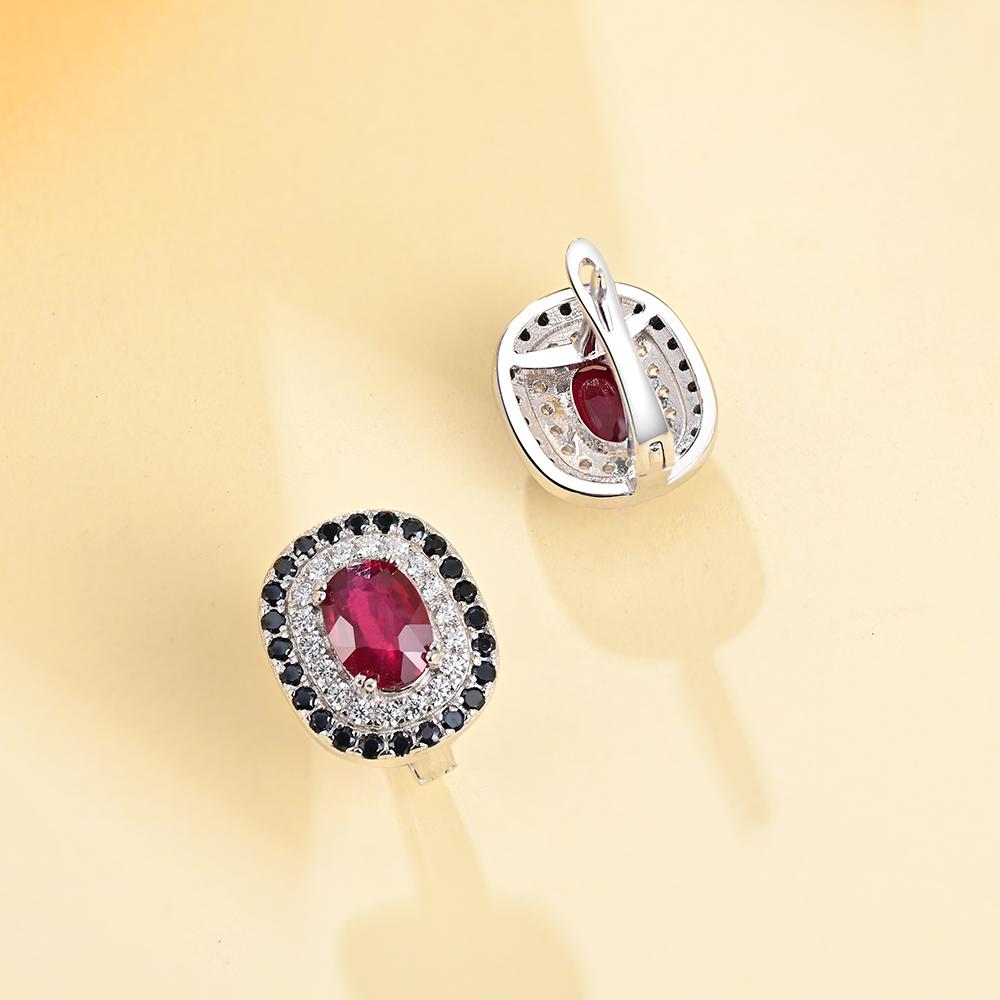 925 Sterling Silver Light Luxury Fashion Natural Filled Ruby Earrings for Women's & Lady Fine Jewelry Birthday Party Gift