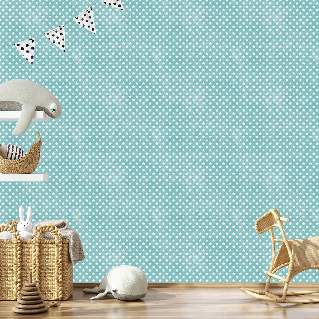 Stars Wallpaper Turquoise and Celadon for Living Room and Bedroom 50x1000