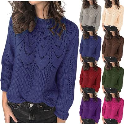 Женский трикотаж Цветной пуловер из мохера Полый свитер