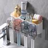Toothbrush Holder Toothpaste Squeezer Set Simple Installation Wall Mounted Bathroom Toothbrush Holder with Storage Compartments