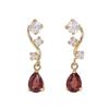 Garnet Earrings 18K Yellow Gold K18 Swaying January Birthstone Red [Barzaz] Women's