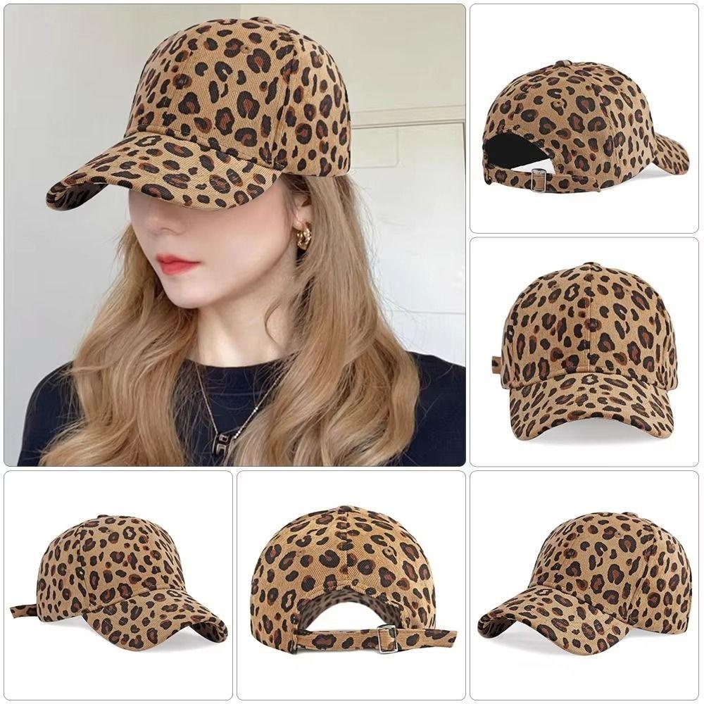 Leopard Print Baseball Cap Adjustable Long Brim Visors Hip Hop Sun Bonnet  Sport