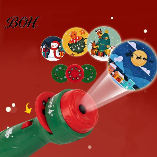 Handheld LED Projector Lamp Kids Christmas Flashlight with 24/32 Patterns, Cartoon Projection Torch, Santa Claus Pattern Light Educational Films, Boys