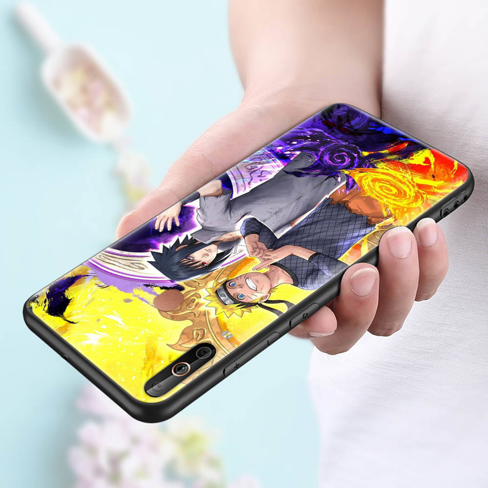 Мягкий черный чехол W-40 Naruto Uchiha Sasuke для iPhone 11 12 13 14 15 6 7 8 X XS Pro Max XR Samsung S21 S22 S23 S24 FE Ultra S8 Plus