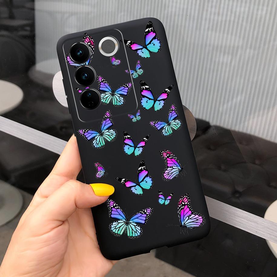 Чехол для Vivo V27 Pro Задняя крышка для Vivo V27e Модный чехол-фунда конфетного цвета с рисунком для Vivo V27 5G V 27e V27Pro V2237 V2230 Мягкий чехол