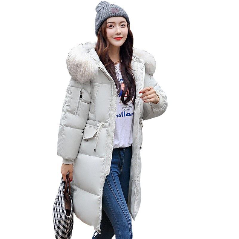 New down cotton-padded clothes for women's medium and long bread clothes, large fur collar cotton-padded jackets, thickened cotton-padded jackets.
