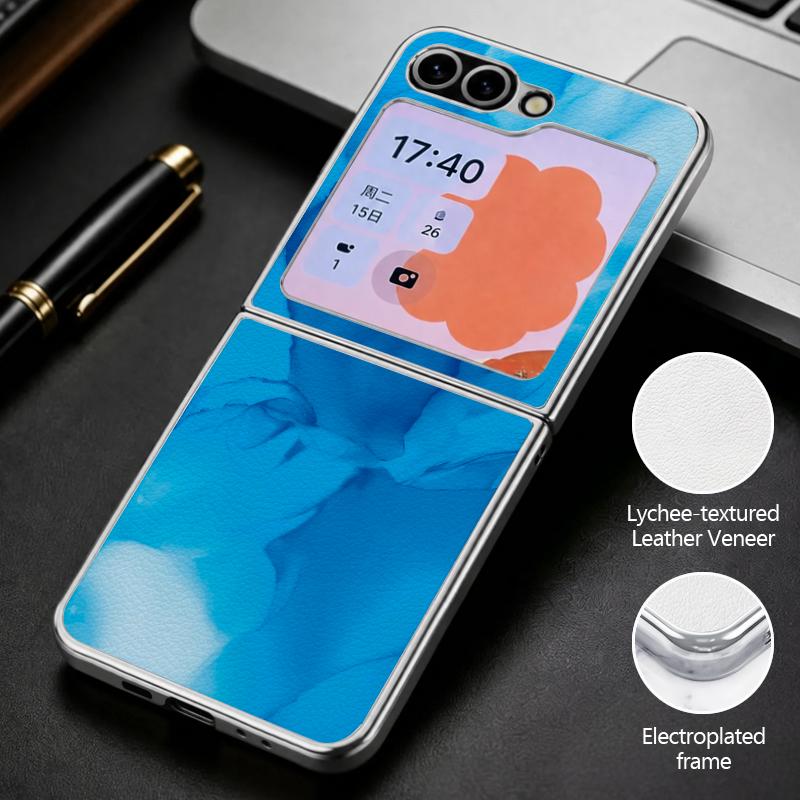 Красочный Мраморный Чехол Для Samsung Z Flip 8 7 6 5 Роскошная Позолоченная Кожаная Наклейка Складная Крышка Телефона Для Galaxy Z Flip8 Flip7 Flip6