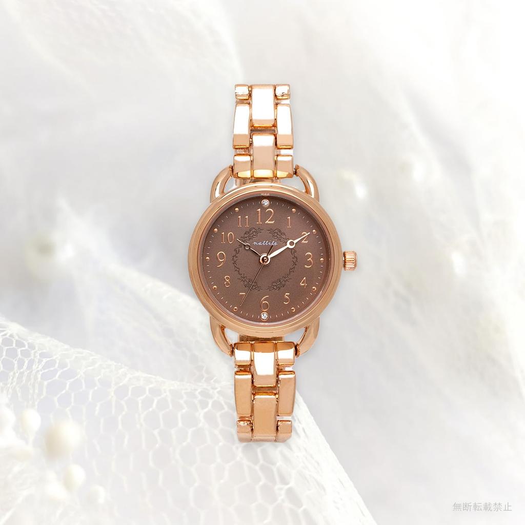 Аналоговые 5 ATM водонепроницаемые металлические часы с браслетом розового золота коричневого цвета WP Aqua [Fieldwork] женские ASS173P-5