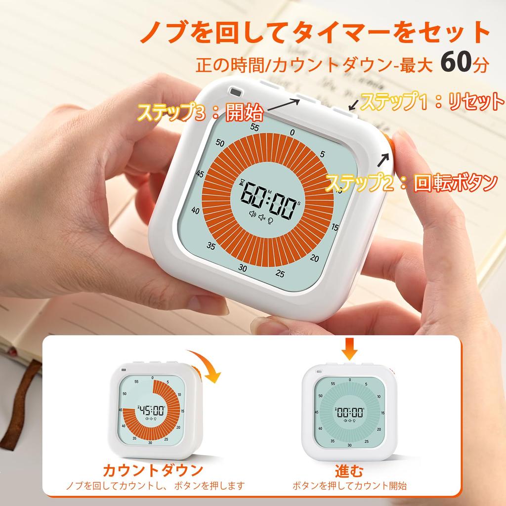 EooCoo Time Timer for 60 Minutes Silent Visual Countdown Realistic Classroom Home School Elementary School Study Learning Time Management Tool Durable