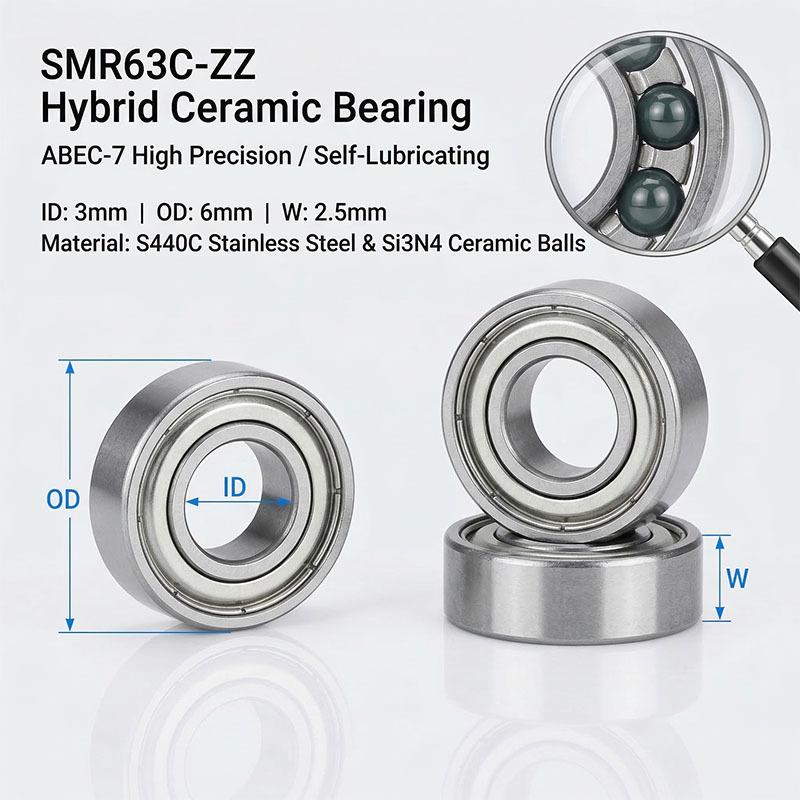 10pcs Mini RC Bearing 3x6x2.5 SMR63C ZZ Hybrid Ceramic Ball Bearing 3*6*2.5 SMR63 SMR74 SMR85 SMR103 SMR104 SMR105 ZZMR106 ZZ