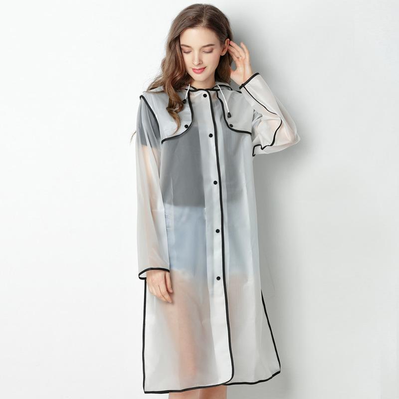 MakeWishes Transparent Hooded Women Rain Coat Long Jacket Waterproof Rain Outdoor Rain Wear