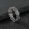 YILUOCD Stainless Steel Pentacle Ring Geometric Pentagram Ring for Women Wicca Protection Amulet Hollow Star Christmas Jewelry