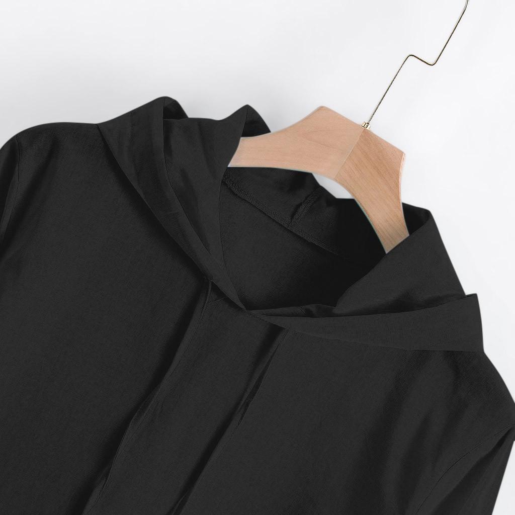 Мужские мешковатые хлопковые льняные футболки с капюшоном и карманами в стиле ретро с длинными рукавами, топы