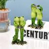 Couple Frog Figurine Resin Baseball Tennis Frog Figure Toy Model Statue Sculpture Desktop Decoration Ornament Festival Gift