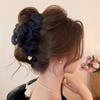 Large Summer Lace Edge Bow Claw Clip Hair Accessory for Women - Multi-Layer Feather Design