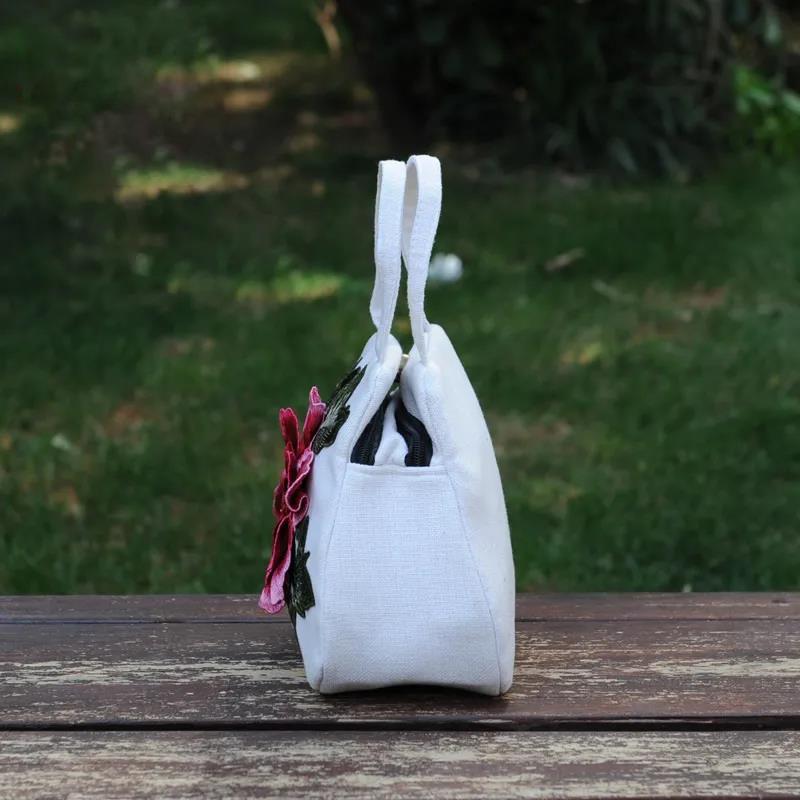 Ethnic Style Women's Printed Canvas Embroidered Tote Cotton Canvas Cell Phone Handbag Hundred Square Bag To High Quality Elegant Handbags