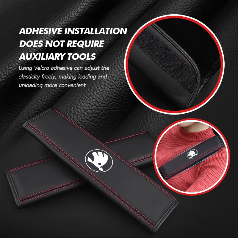 WWUH6 1/2PCS Car Seat Belt Safety Belt Shoulder Cover Auto Accessories For Skoda Octavia Superb RAPID FABIA KAMIQ KAROQ KODIAQ YETI