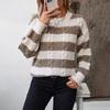 Осень-зима Винтажный свободный топ с длинными рукавами в полоску кардиган трикотажный свитер с круглым вырезом