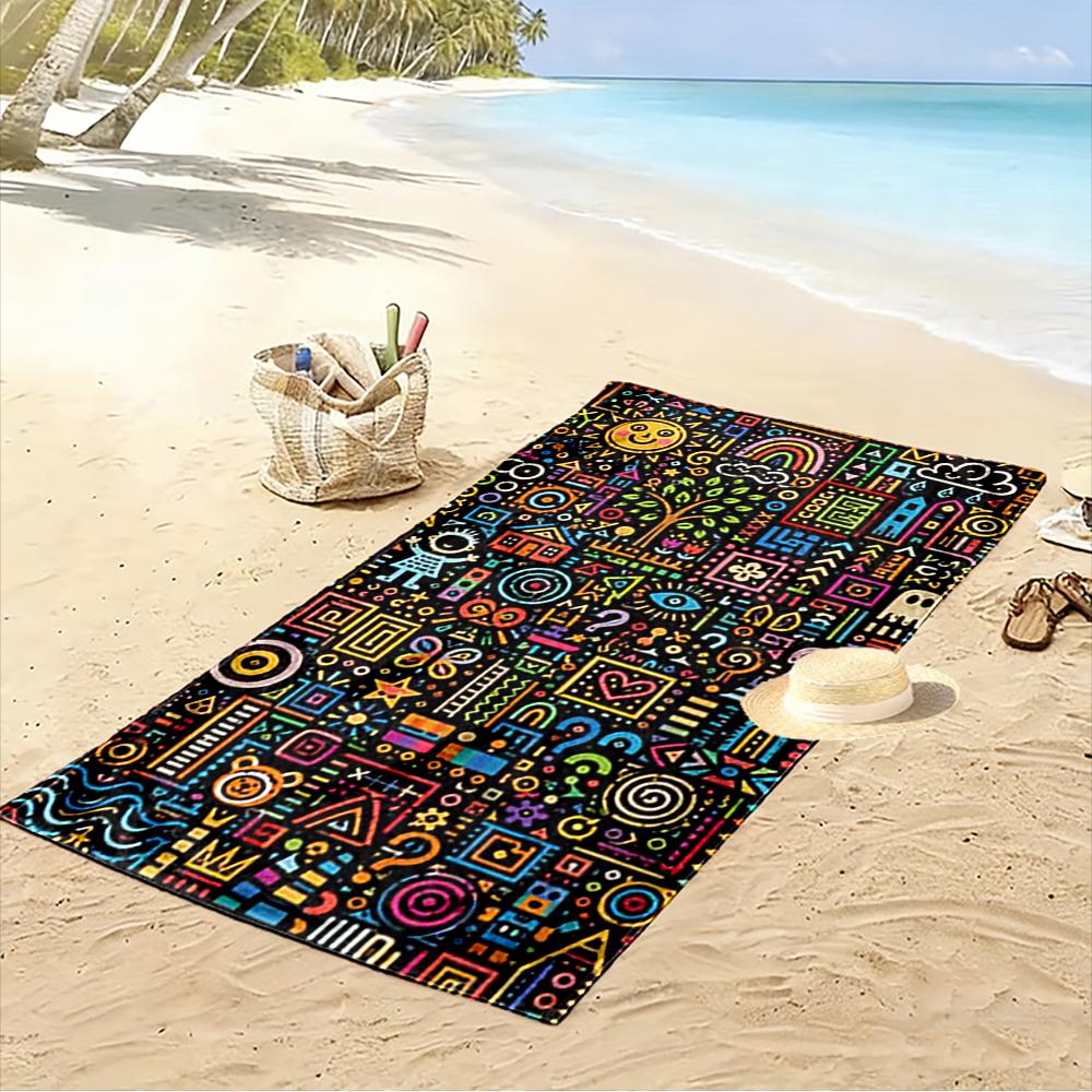 Colorful Abstract Pattern Design Beach Towel Beach towel quick-drying for travel outdoor sports jogging beach and swimming