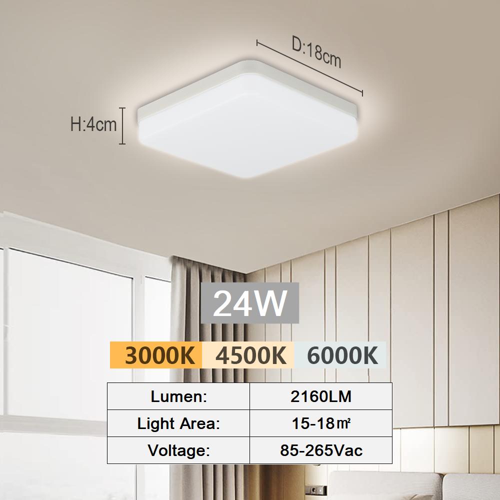 Ультратонкие светодиодные потолочные светильники 0,9 дюйма, круглые и квадратные, с регулируемой яркостью, CCT, панельные лампы, светильник для спальни, коридора, домашнего декора
