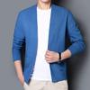 Spring and Autumn Knitted Cardigan Men's Trend Outer Top Thin Solid Color Middle-aged and Young Men's Sweater