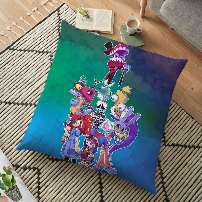 The Amazing Digital Circu Cushion Cover Ponmi Jax Clown Pillowcase Square Pillowcase Home Office Decoration Pillow Case 45cm