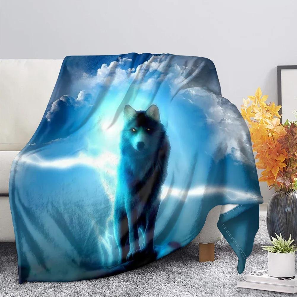 Принт Волк Королевский размер Все Супермягкое Легкое Одеяло для Кровати Дивана Теплое