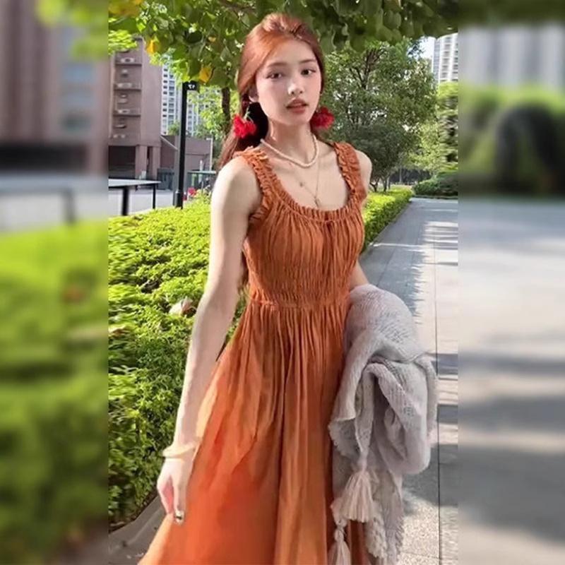 Французский стиль, облегающее макси-платье без рукавов для женщин – Летняя коллекция для отпуска 2025