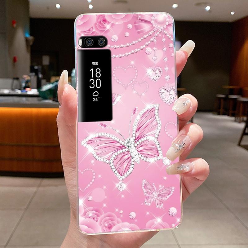 Phone Case For Meizu Pro 7 Case For Meizu Pro 7 Plus Capa Coque Flower Butterfly Thin Covers Transparent Soft Silicone TPU Cover