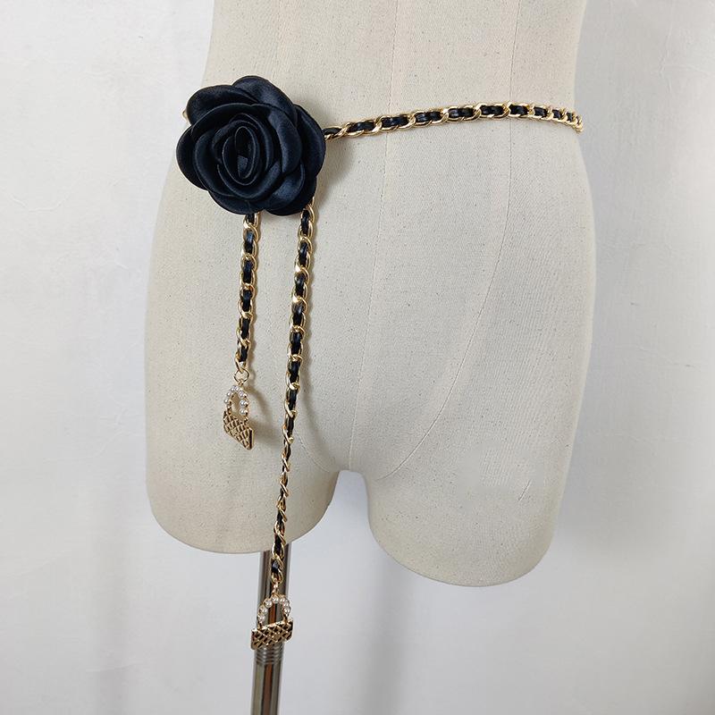 Цветочный золотой пояс-цепочка женский регулируемый пояс панк серебряный металлический ремни