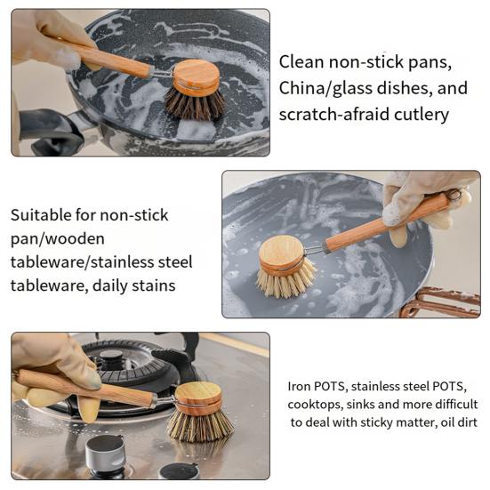 Щетка для мытья посуды Yousheng с длинной деревянной ручкой, сильная дезактивация, удобная ручка, щетка для бытовой чистки, скребок для посуды, кухонные аксессуары