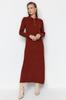 Women's Hijab Dress New Season Fashion Tile Polo Collar Comfortable Ribbed Knitwear Dress
