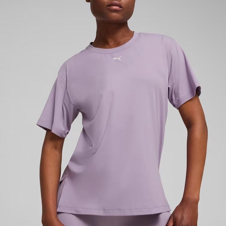 Puma Женская футболка с коротким рукавом и круглым вырезом Cloudspun, мягкая, влагоотводящая, цвет светло-сливовый 525776-30