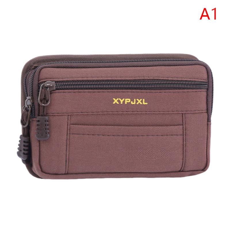 Men Canvas Mobile Phone Purse Small Square Belt Bags Multi-Compartment Fanny Wallet Pouch Mountaineering Bag Christmas Gifts