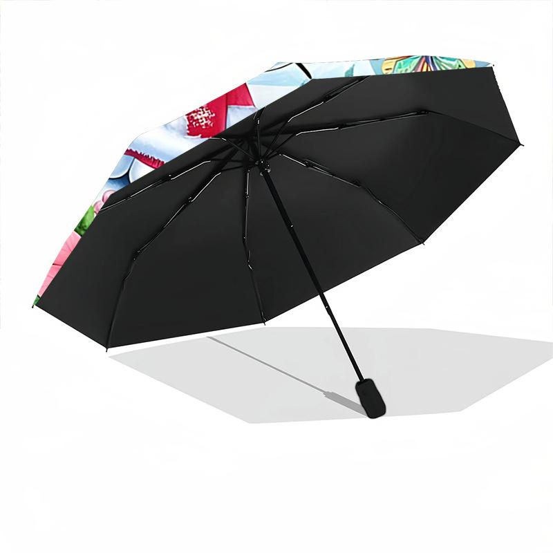 1pc Hello Kitty Christmas Edition Automatic Opening/Closing Umbrella with Foldable Design, 8-Rib Iron Frame, Outdoor Use, Festive Gift for Fans, Trave