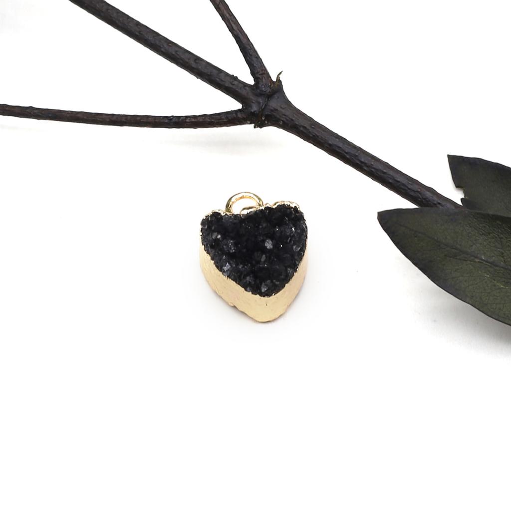 1 шт. маленький натуральный камень с золотым обернутым краем кулон в форме сердца хрустальный бутон подвески для изготовления ювелирных изделий DIY ожерелье браслет серьги аксессуары 12 мм