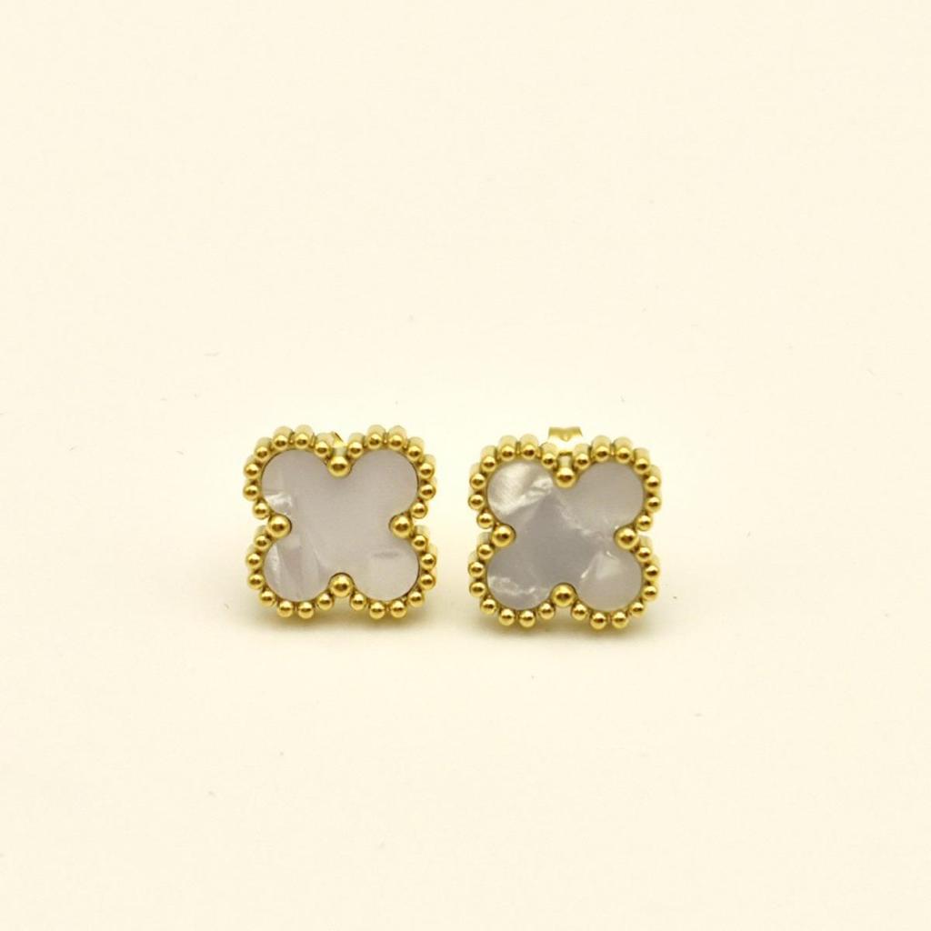 Модные серьги из титановой стали с четырьмя листами клевера, сетчатые красные серьги со знаменитостями, темпераментные милые женские серьги