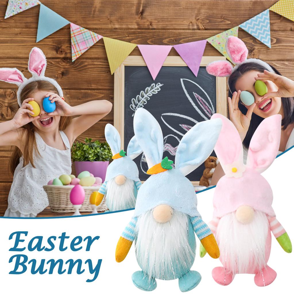 2PCS Easter Day Decorations Toy Ornaments Rudolph Faceless Doll Rudolph Toy Plush Toy Easter Gift For Boys And Girls