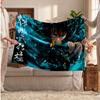 Tomioka Giyu Printed Flannel Blanket, Skin Friendly Warm Throw for Indoor Couch Bed Daily Use