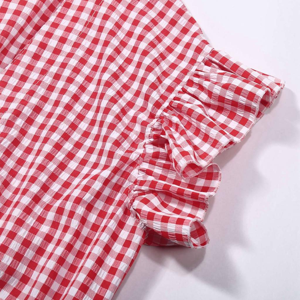 Традиционная женская повседневная клетчатая рубашка с коротким рукавом для пивного фестиваля