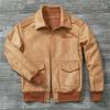 Chinese Size Classic Flight A2 Pilot Jacket Vintage Dirty Yellow Oil Waxed Cowhide Genuine Leather Jacket Men Aviator Jackets Male Coats