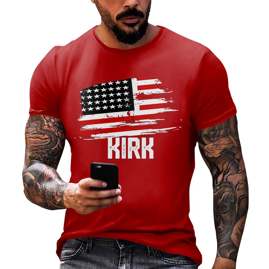 Fashionable Round Neck Short Sleeve Work Clothes Printed Tops For Mens Summer Tops