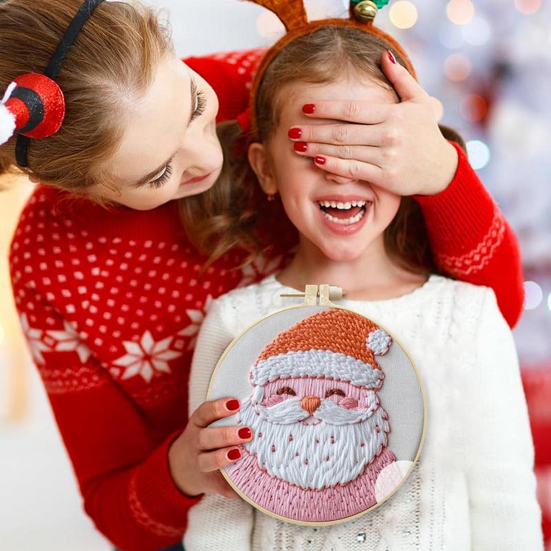 Зимний набор для вышивания, узор для вышивки, орнамент для ручной вышивки, декоративный набор для практики вышивки, пяльцы для вышивания для спальни