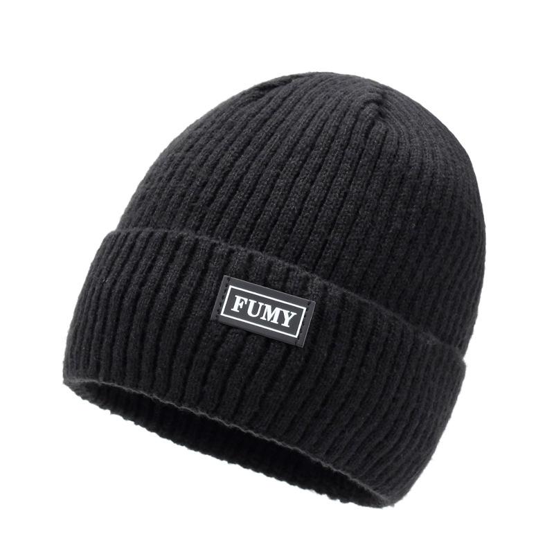 Hat Men'S Winter Knitted Hat Fleece Thickened Warm Wool Hat Cotton Hat Winter Outdoor Riding Windproof Cold Hat