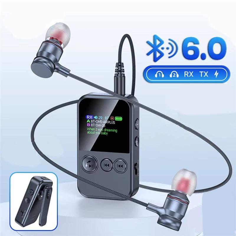 Bluetooth 6.0 Аудио Передатчик Приемник с Клипсой для Телевизора, ПК, Автомобиля, Наушников, 3,5 мм AUX, TF, Двухпоточный Беспроводной Адаптер
