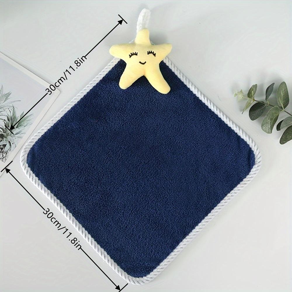 Hand Towel 4pcs Hanging Towel Cartoon Pure Coral Fleece Cloth Double-Sided Water Absorption Hanging Kitchen Towel