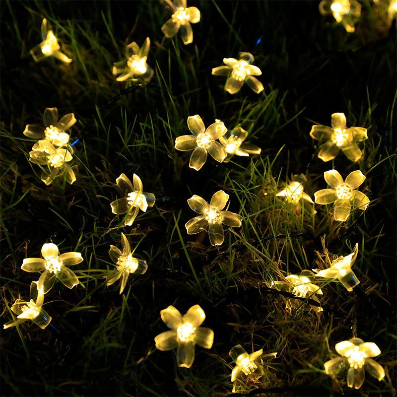 LED Cherry Blossom Fairy Lights Solar Lamps Outdoor Waterproof Oriental Cherry String Lights Decor Wedding Party Tree Parterre
