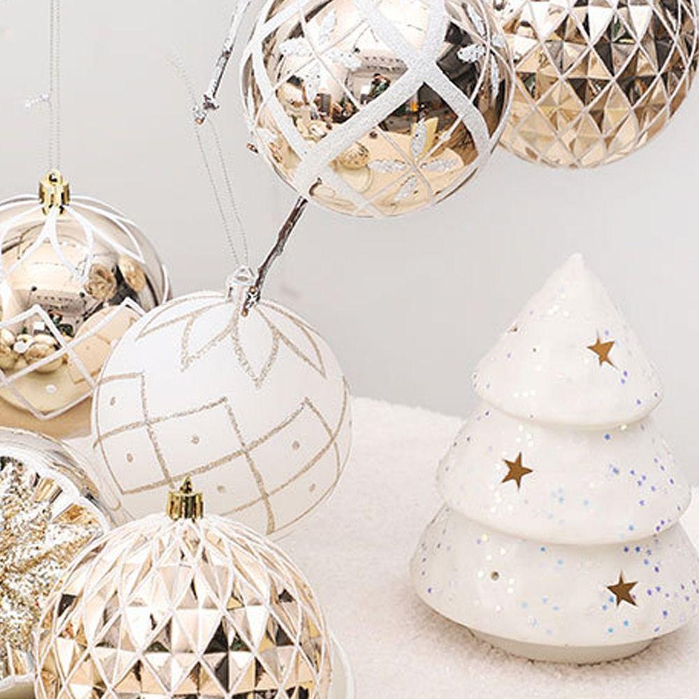 9pcs 10cm Painted Christmas Balls Set Plastic DIY Electroplated Hanging Balls Elegant Cartoon Merry Christmas Decor