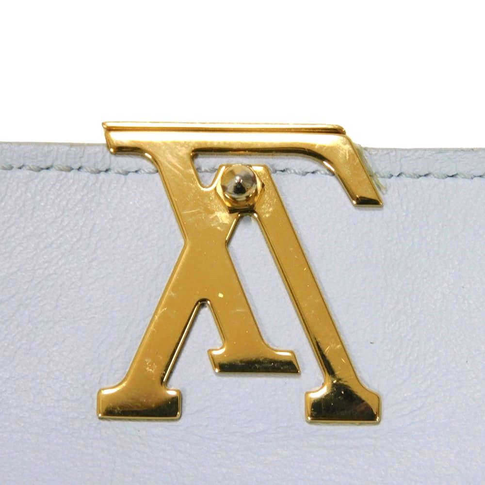 Used 12564 Portefeiulle Capucines XS M69061 7942 LV Logo Pastel Light Blue Japan Exclusive Taurillon Clemence Blue