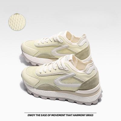 Туфли Forrest Gump с толстой подошвой и вафельным узором, дышащая сетка, повседневные спортивные туфли Pop Small White